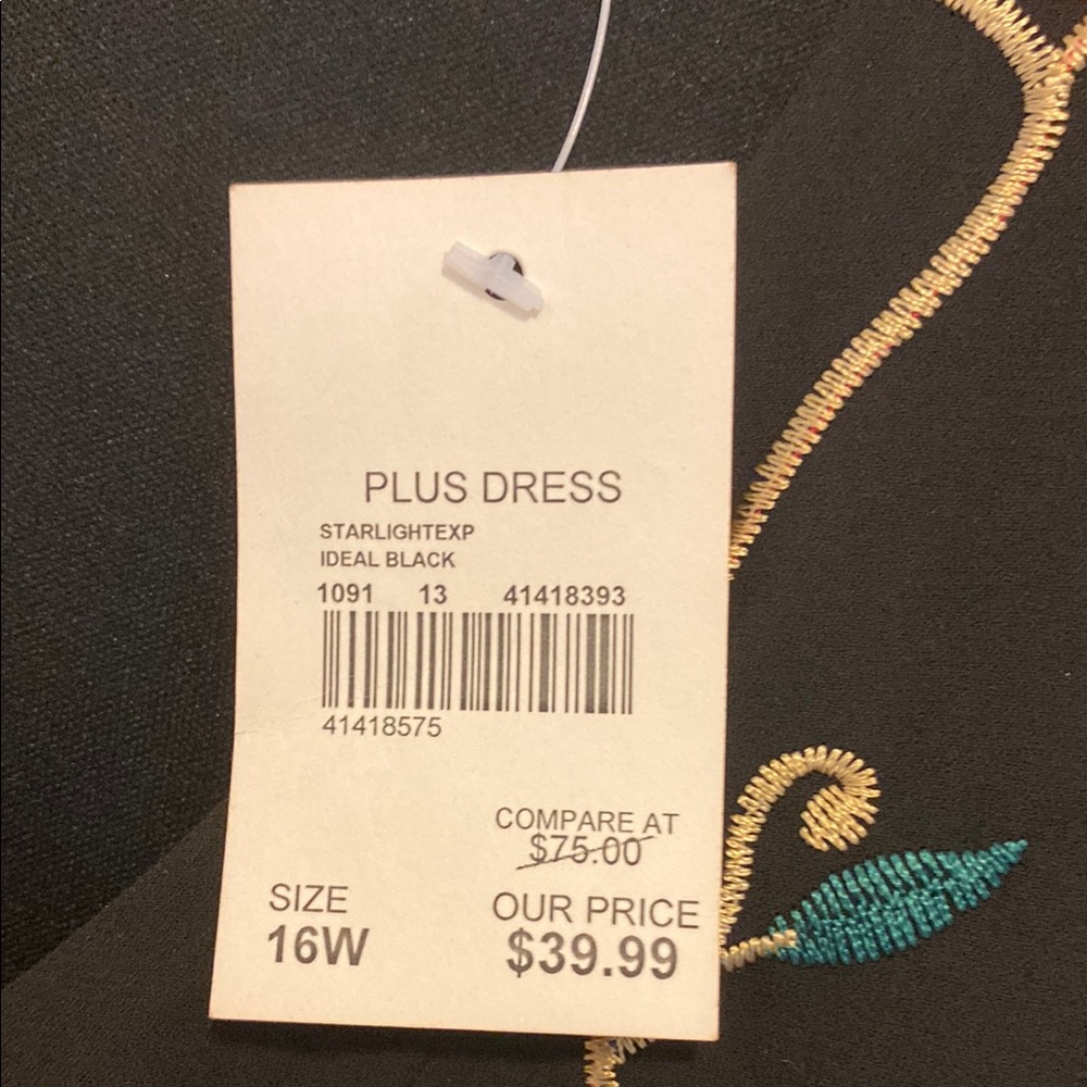 Cato Black Dress with Gold and Green Embroidery - Picture 2 of 4